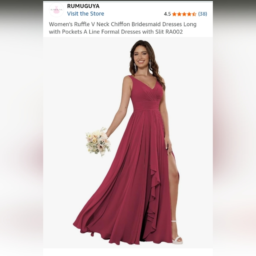 NWT Elegant V-Neck Maxi Dress in Burgundy